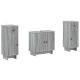 vidaXL - 3-delig - badkamerkast - set - EDE - Grijs - Sonoma - Bewerkt - hout
