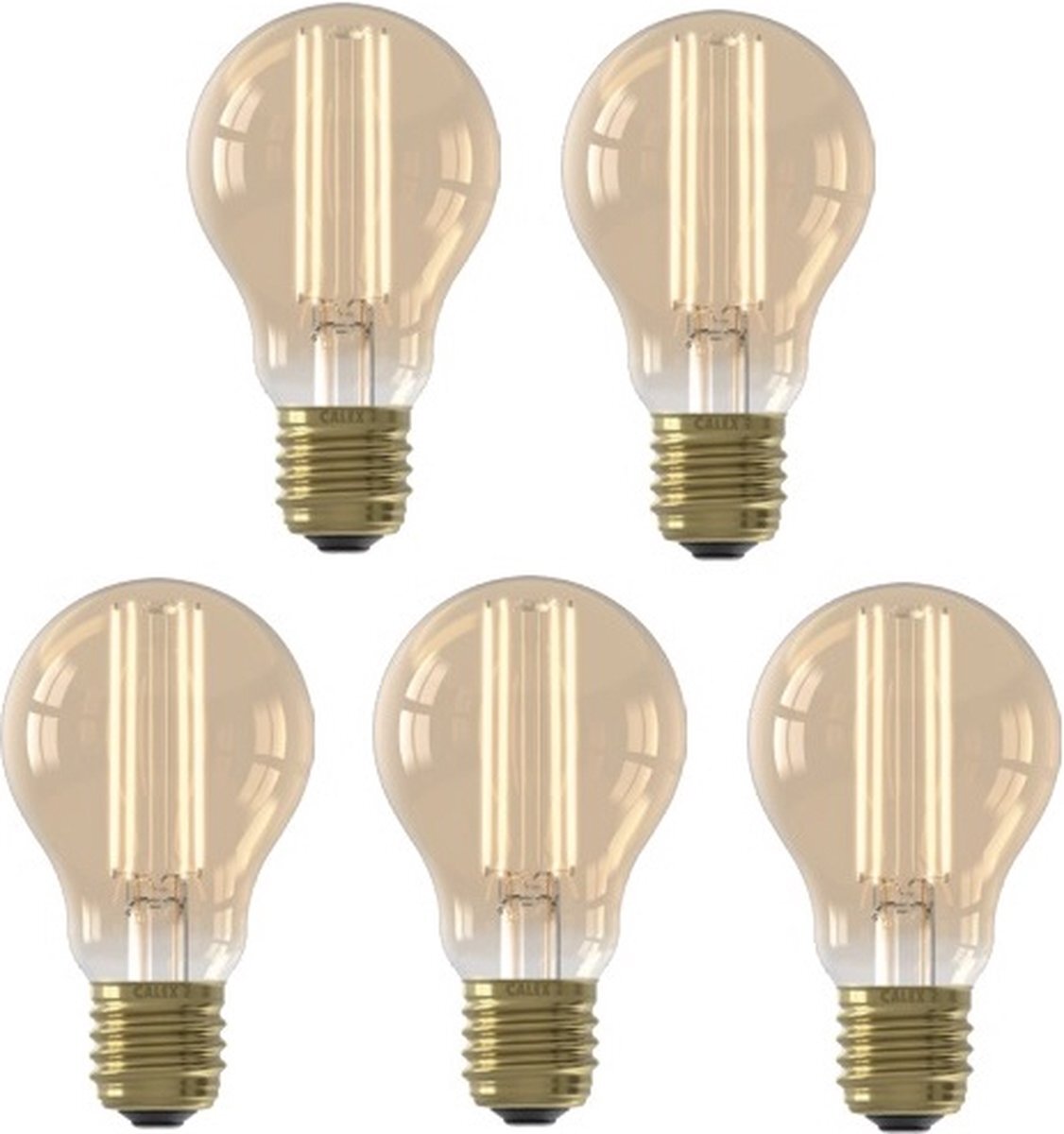 Calex 5 stuks filament LED lamp E27 4.5W 470lm 2100K Goud Dimbaar A60