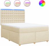 vidaXL Boxspring met matras stof crèmekleurig 140x190 cm