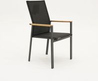 VITA Delia teak tuinstoel hoge rug met armleuning antraciet/naturel