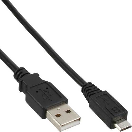 Inline USB A/Micro-USB B - 0,5 m - Zwart