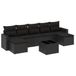 VidaXL 7-delige Loungeset met kussens, poly rattan, zwart