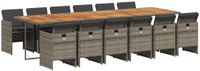 vidaXL 13-delige tuinset met kussens, grijs, polyrotan