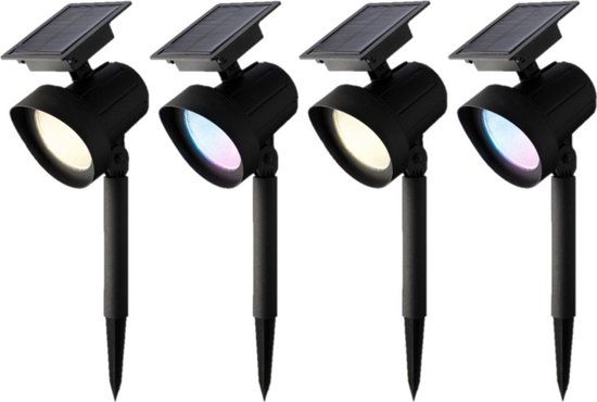 Lumineo Solar Spotlights - 6x - Black - 31cm - Solar Powered - Garden Path Lighting - Spike Lights Garden Lighting