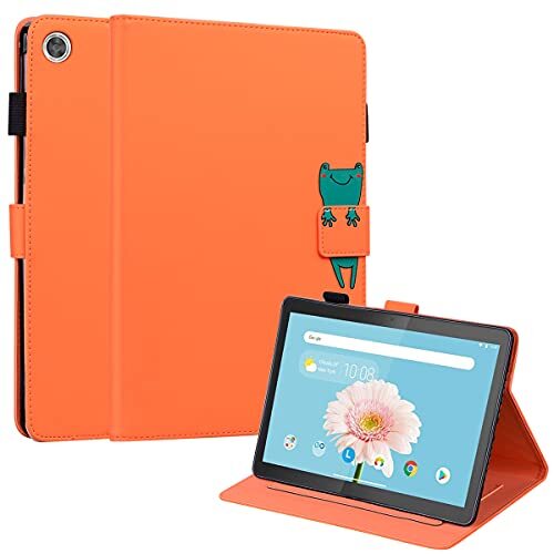 C/N DodoBuy hoes voor Lenovo Tab M10 HD 10,1 inch tablet, cartoon dieren patroon, magnetische flip smart cover PU lederen beschermhoes tas portefeuille case standaard met kaartsleuven - oranje kikker