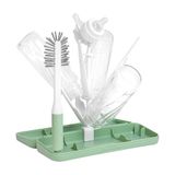 Ubbi On-The-Go Droogrek en Borstelset, inclusief reiskoffer en flessenborstel voor compacte opslag, houdt tot 8 flessen, babyreisaccessoires, salie