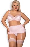Obsessive Jarretel Set - Erotische Lingerieset - Maat L/XL - Roze