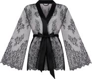 Hunkemöller Dames Nachtmode Kimono Allover Lace - Zwart - maat XL/XXL
