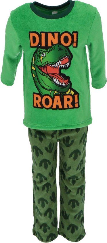 4KidsOnly DINOROAR Coral-fleece pyjama - Maat 122/128 - Polyester - Groen