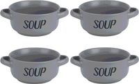 Cosy & Trendy Soepkom Aardewerk Grijs 4 Stuks 13.5 cm 470 ml