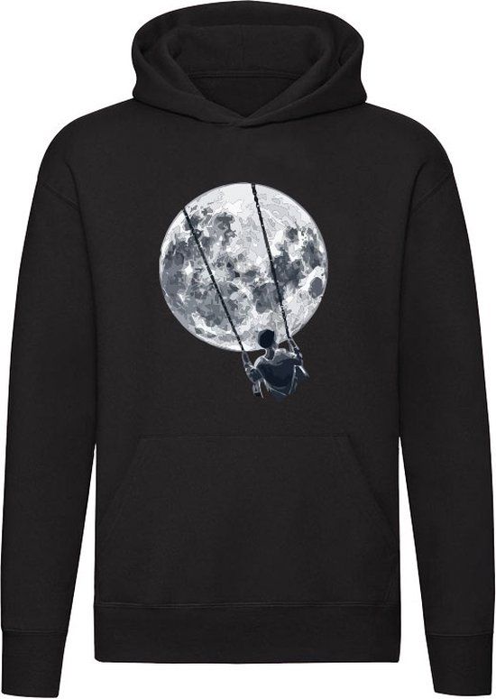 Sol's Schommel op de Maan Hoodie - Zwart - XL - Unisex