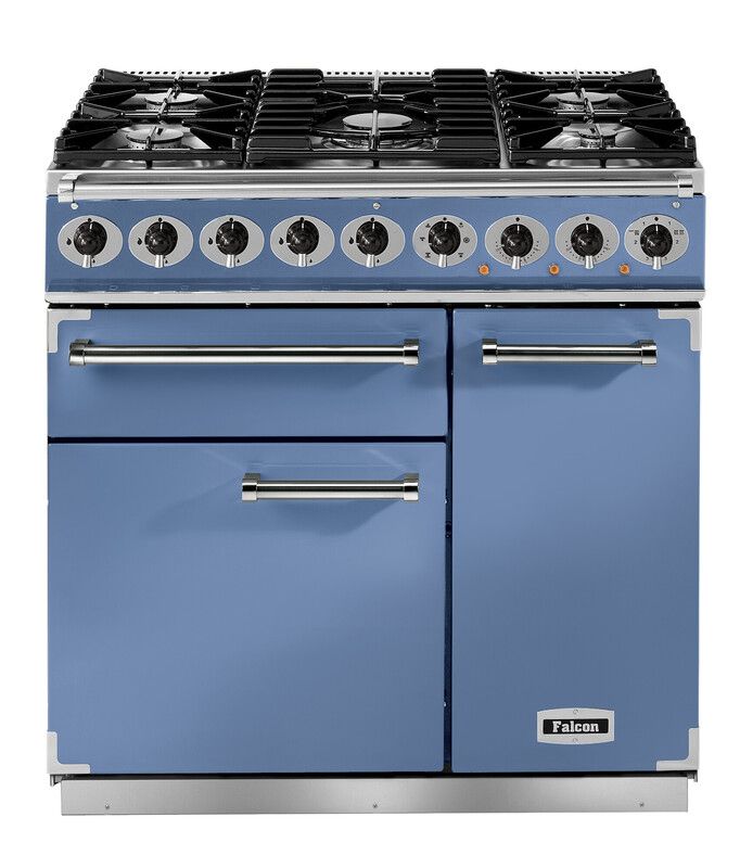 Falcon Deluxe 900 Range Cooker - Electric - Gas Hob - Blue