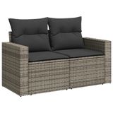 vidaXL 6-delige Loungeset met Kussens, Poly Rattan, Grijs