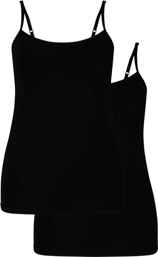 Bamboo Basics Dames Bamboe Spaghetti Tops Vera - 2-pack - Zwart - L