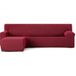 ECOMMERC3 Chaise longue bankhoes, kort hoekdeel links, zeer elastisch, bi-elastisch, bordeauxrood, met schuim en elastieken voor aanpassing rechts of links