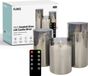 FlinQ Smoked Glass LED Kaarsenset Zilver - 3-delig - Met Afstandsbediening