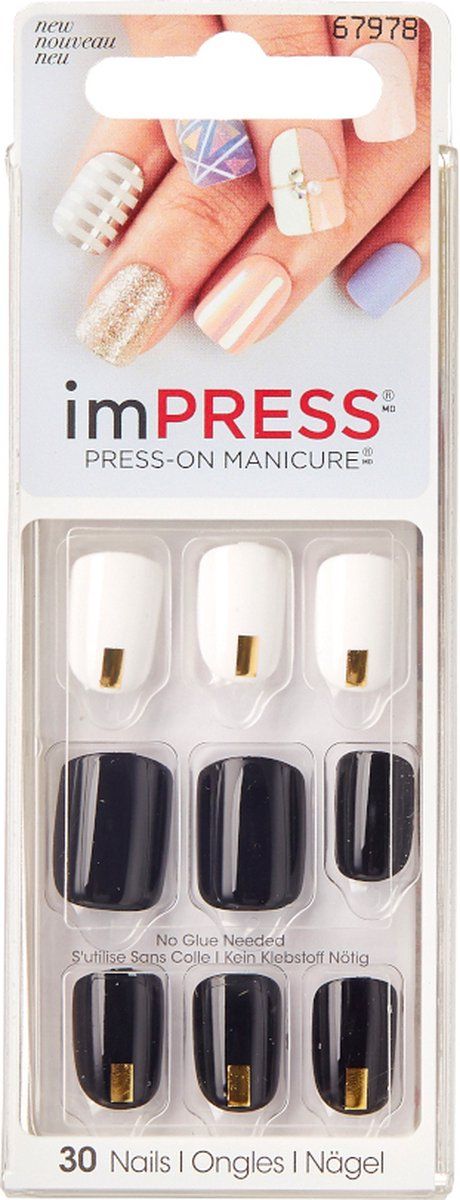Kiss imPRESS Press-On Manicure Claim To Fame - Zwart - 0731509679786