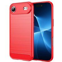 Apple iPhone Air Coque Housse Étui Silicone Gel Carbone + Verre Trempé - ROUGE