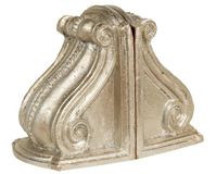 Biscottini Bookends for shelves, silver, 23.5 x 12.5 x 12.5 x 18.5 cm, bookends for shelves, wooden bookends for bookshelf with gold finish