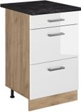 Vicco Keukenonderkast R-Line, Wit Hoogglans/Goudkleurig Eiken, 50 cm