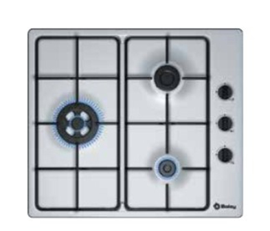 Balay 3ETX463MB - Gas Cooktop - 3 Zones - Silver - Built-in