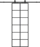 vidaXL Schuifdeur met beslagset, 76x205 cm, ESG glas, zwart