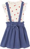 Vertbaudet Set - 2 delig - t-shirt - rok - strepen - katoengaas - indigoblauw - Maat 98
