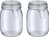 Zeller Pot de stockage/pot de conservation Alfie - 2x - 1L - verre - fermeture à levier - D11 x H17 cm