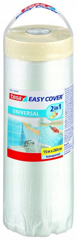 Tesa Easy Cover Schilderfolie met Tape - Transparant - 15m x 2,6m