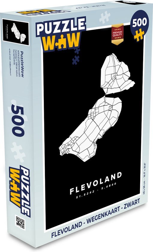 MuchoWow Puzzel Flevoland - Wegenkaart - Zwart - Legpuzzel - Puzzel 500 stukjes