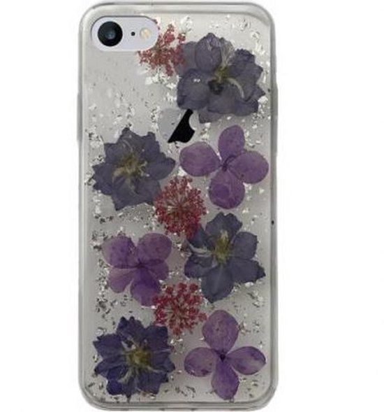 Puro, Hoesje geschikt voor iPhone SE (2020)/8/7/6S/6 - Semi-hardcase met Bloemen Patroon, Transparant