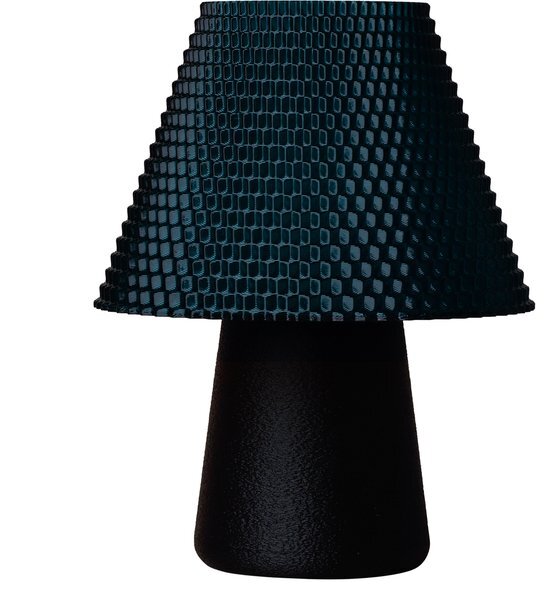 Slimprint Tafellamp LUMI, Emerald-Zwart, D20 x H25 cm, Moderne Paddenstoel Lamp van Gerecycled Kunststof, E27 LED Lamp