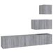 vidaXL meuble TV 4 pièces, gris Sonoma, placage bois