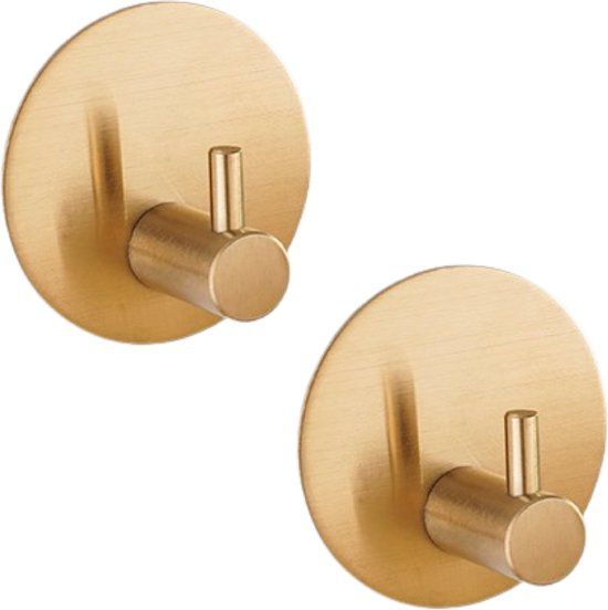 EAVY Zelfklevende Handdoekhaakjes Goud - Set van 2