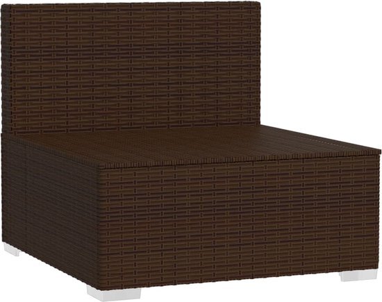 vidaXL Driezitsbank met kussens poly rattan bruin