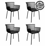 Kick Collection Otis Tuinstoelen – Set van 4 – Met Armleuningen – Met Zitkussen – Kunststof – Zwart