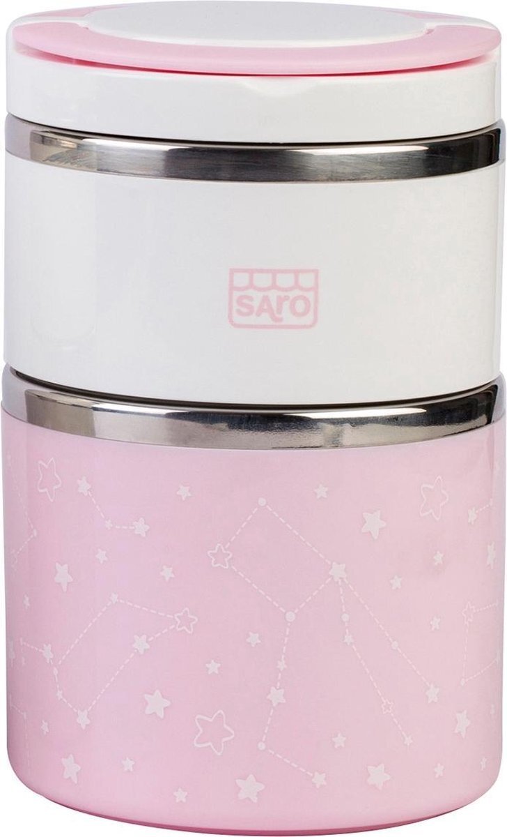 Saro thermoskan voor babyvoeding Galaxy 820 ml roze 3 delig roze