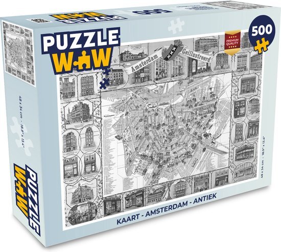 MuchoWow Puzzel Kaart - Amsterdam - Antiek - Legpuzzel - Puzzel 500 stukjes