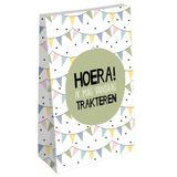 Fako Bijoux 24 Uitdeelzakjes Hoera! Ik Mag Vandaag Trakteren - 14x8x26cm - Verjaardag - Stevig Papier