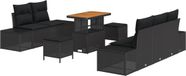 vidaXL Tuinbank Set Zwart Poly Rattan