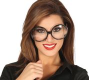 Fiestas Guirca Carnaval verkleed bril met grote ronde glazen - Nerd - secretaresse - Sara/oma bril