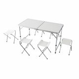 Relaxdays Campingtafel - met 4 krukken - wit