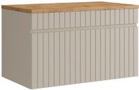 Vente-unique Zwevende gestreepte onderkast in beige met plank - 80 cm - SATARA