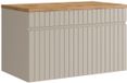 Vente-unique Zwevende gestreepte onderkast in beige met plank - 80 cm - SATARA