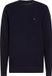Tommy Hilfiger Heren V-hals Pullover Katoen Lange Mouw Regular Fit Effen Blauw M