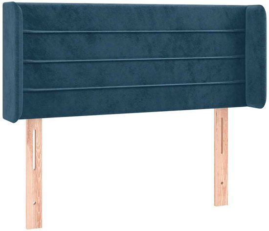 vidaXL Hoofdbord met randen 103x16x78/88 cm fluweel donkerblauw