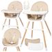 Malplay Voedingsstoel, kinderstoel, babyklapstoel, 3-in-1, verstelbaar tafelblad, veiligheidsgordels, beige