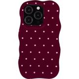 Selencia Vivid Wavy Backcover met MagSafe voor de Apple iPhone 15 Pro - Happy Dots Burgundy