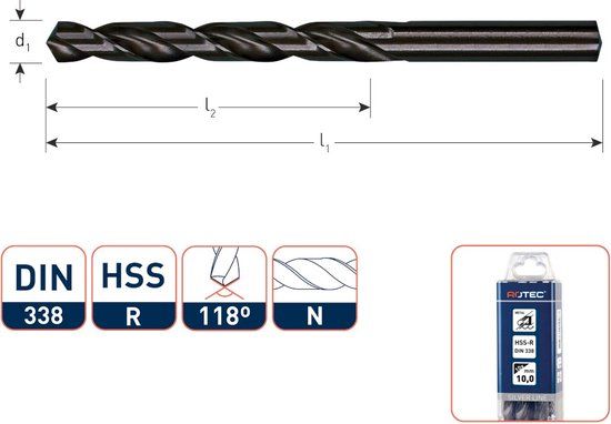 Rotec HSS-R Spiraalboor DIN 338N gewalst 5,3 mm