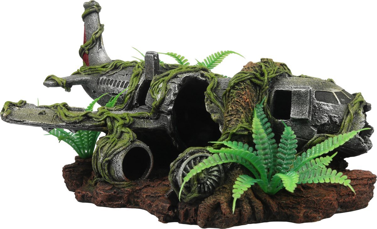 Terra Edela Terra Della - Aquarium/Terrarium ornament - Vliegtuigwrak jungle - 30 x 19 x 17 cm Meerkleurig